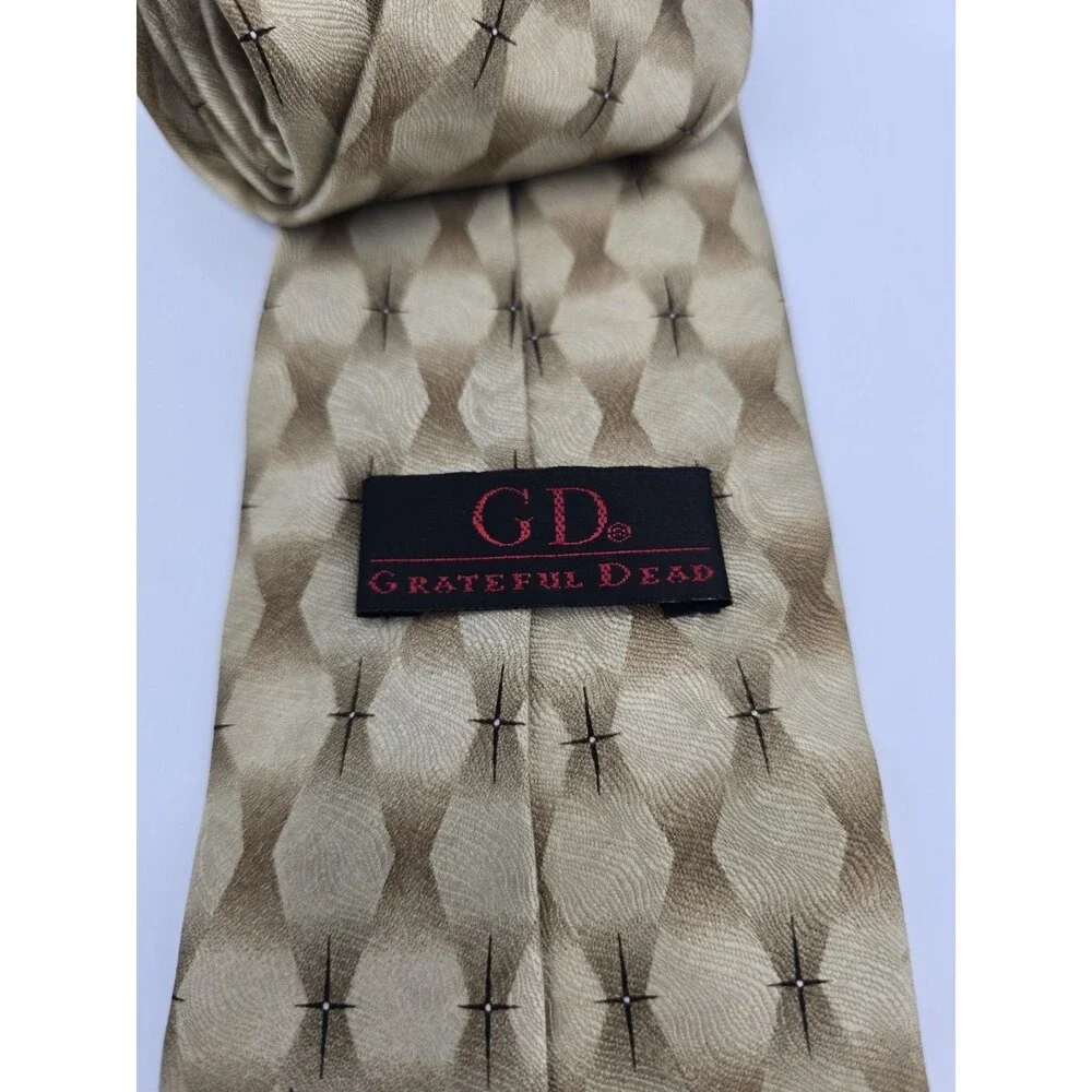 VTG Grateful Dead Space Sixteenth Set Silk Tie Gold Geometric Mulberry Neckwear